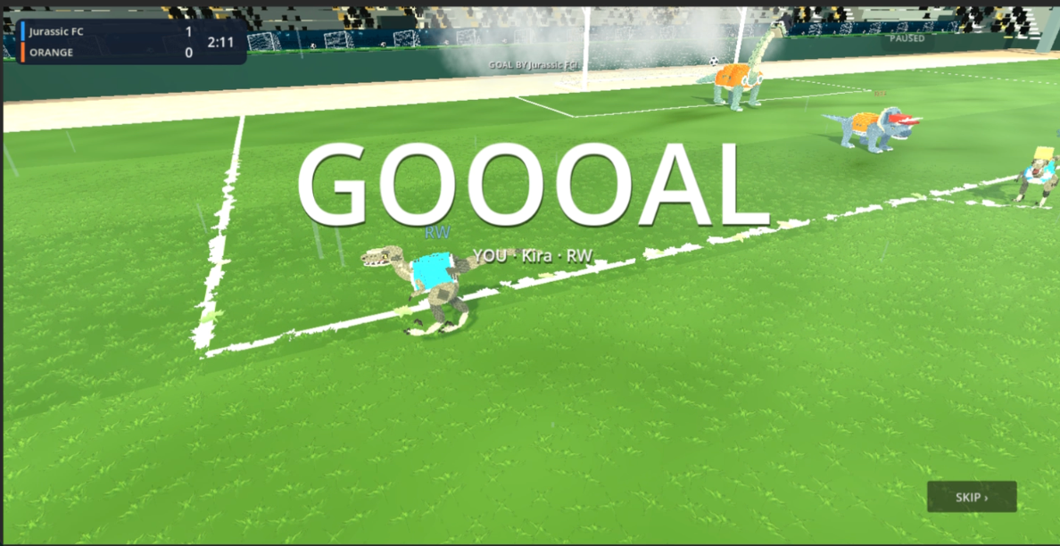 Celebración de un gol de Jurassic FC.
