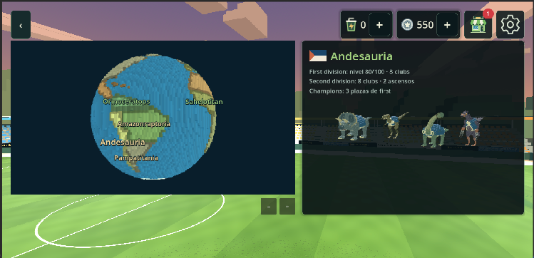 Selección de Andesauria en el mapa del mundo y sus divisiones.